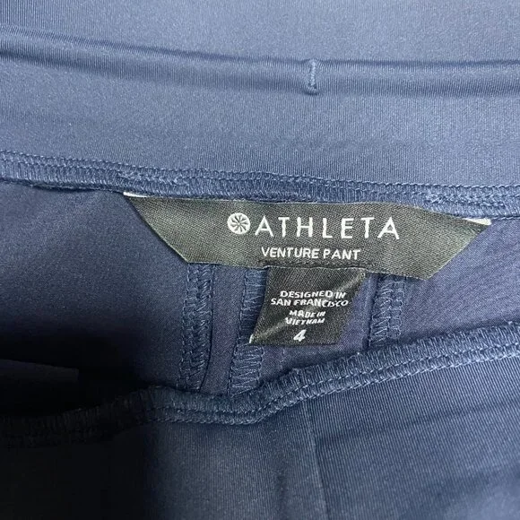 Athleta Venture Pant Navy Blue Cargo Joggers Women 4 566665-02 Travel Commute - Picture 3 of 5